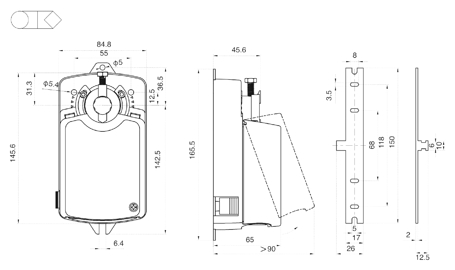 Габаритные размеры DA6MU230-D/DS