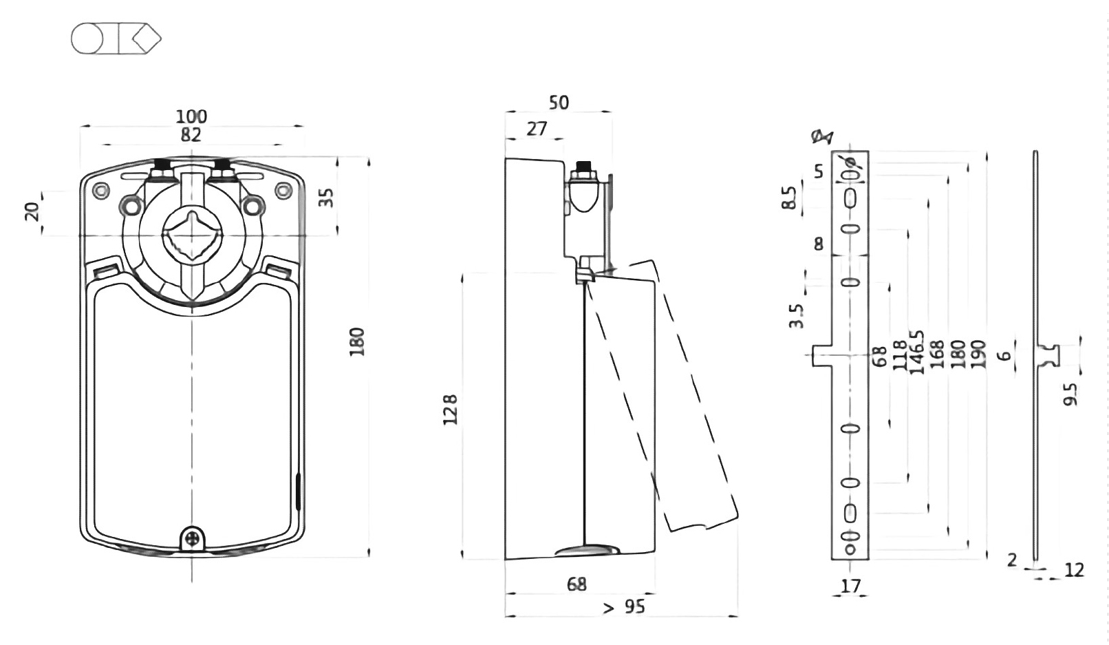 Габаритные размеры DA8MU230-D/DS