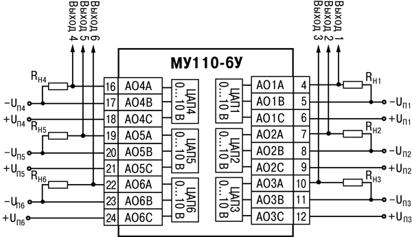Схема подключения к ВЭ типа ЦАП 0…10 В