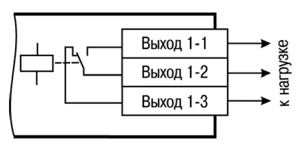 Схема подключения нагрузки к ВЭ типа «Р» (для первого ВЭ)