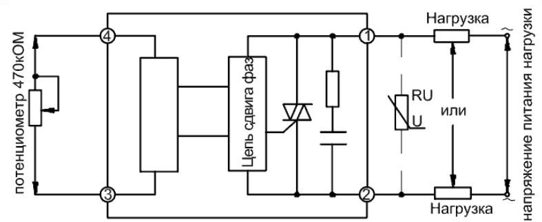 Схема подключения твердотельного реле ОВЕН HD-xx44.VA