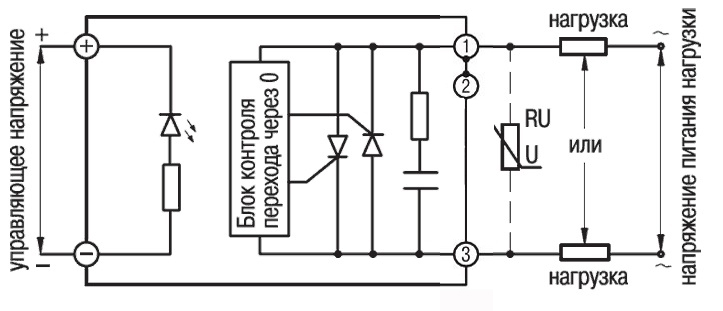 Схема подключения твердотельного реле ОВЕН HD-xx25.LA