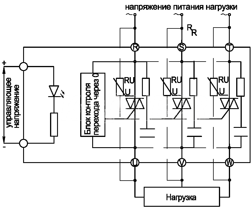 Схема подключения твердотельного реле HT-хх44.ZD3
