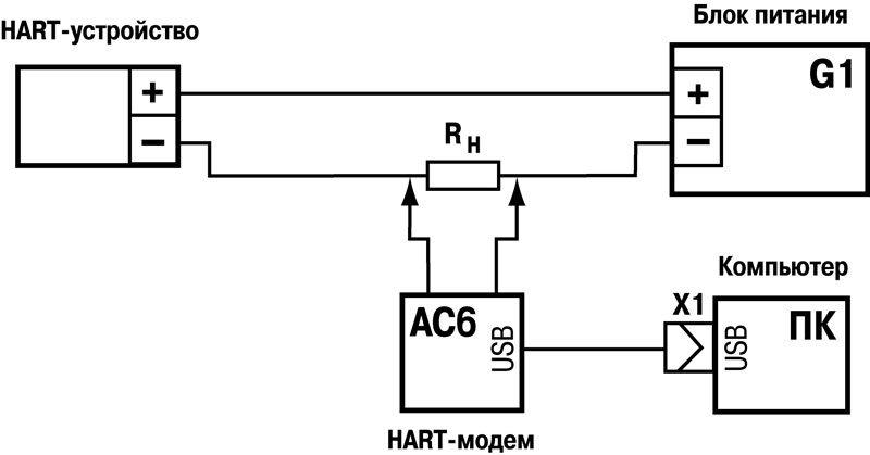 Схема подключения преобразователя интерфейсов АС6-Д