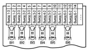 Схема подключения транзисторных оптопар прибора ТРМ136-К