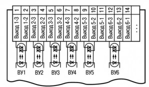 Схема подключения симисторных оптопар прибора ТРМ136-С