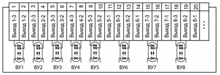 Схема подключения симисторных оптопар прибора ТРМ 138-С