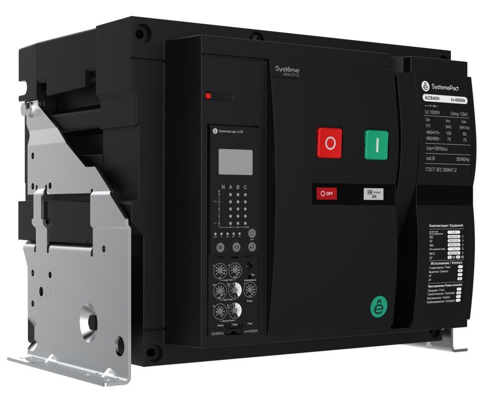 ВОЗДУШНЫЙ АВТ.ВЫКЛ.SYSTEMEPACT ACB40H 1000A 4P 6.0E СТАЦ,ГП MCH+MX+XF AC230V