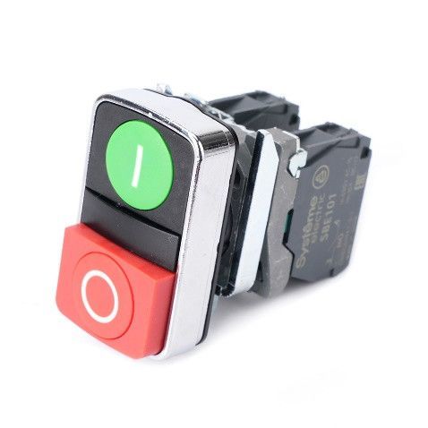 Кнопка SB4 двойная в сборе модульная 22мм зелен "I"+красн "O" металл 1НО+1НЗ фото