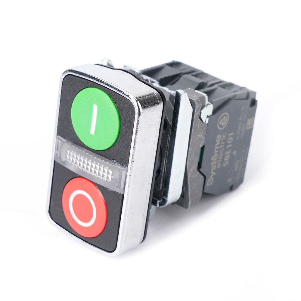 Кн SB4 двойн в сборе модуль 22мм з "I"+сигн лампа+кр "О" металл 24ВDC 1НО+1НЗ фото