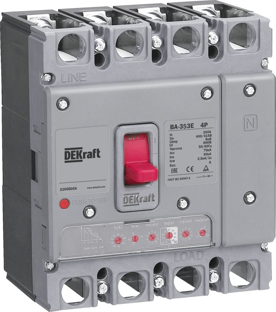 Силовой авт. выключатель с электрон. расц. 4P 32А 70кА ВА-353E фото
