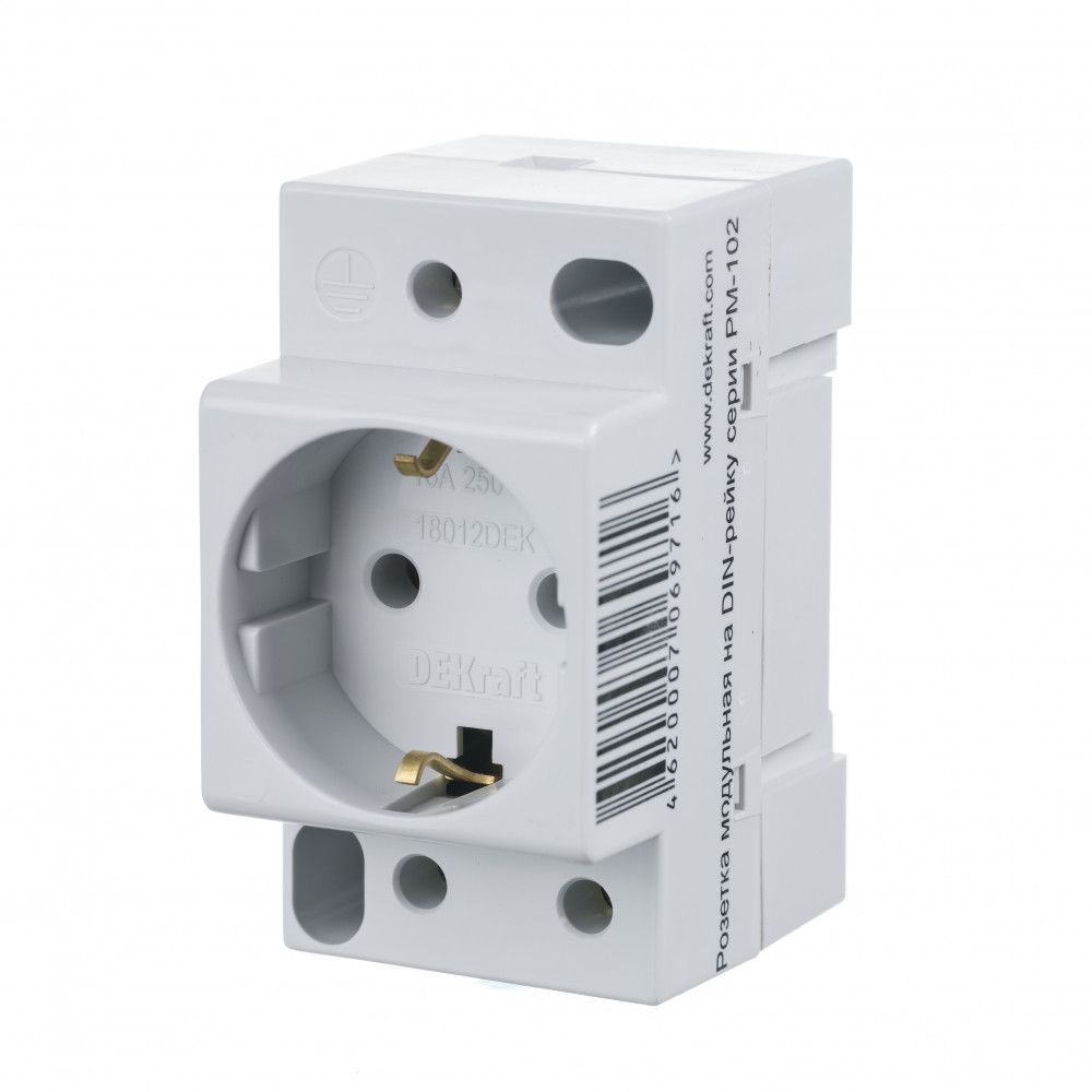 Розетка модульная на DIN-рейку 2P+PEN 16A 220В РМ-102 фото