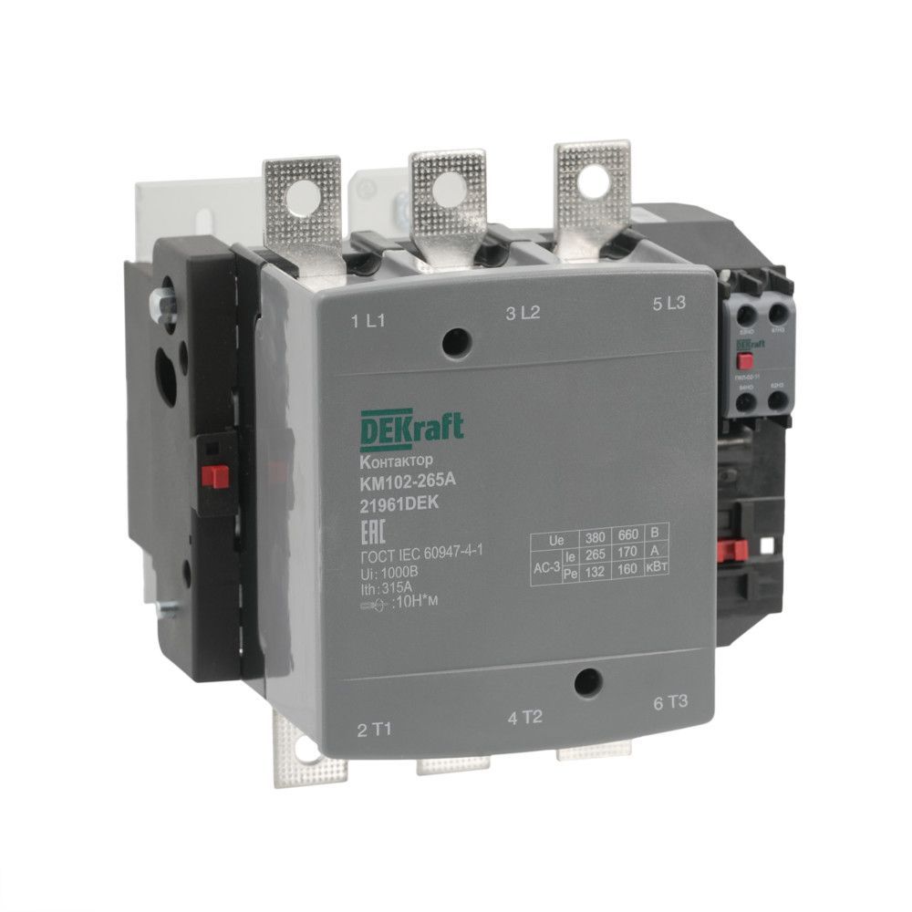 Контактор 265А 220В АС3 АС4 1НО+1НЗ КМ-102 фото