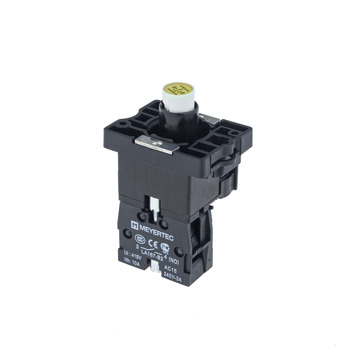 Основание с подсветкой 1NO желтый 24V, пластик