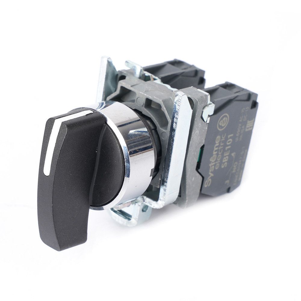 Переключатель SB4 в сборе модульный 22мм 3 позиции с возвратом ручка 2НО фото