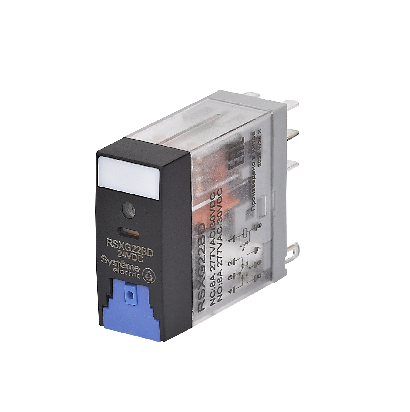 Реле 8A 2CO 24VDC тест кнопка LED фото