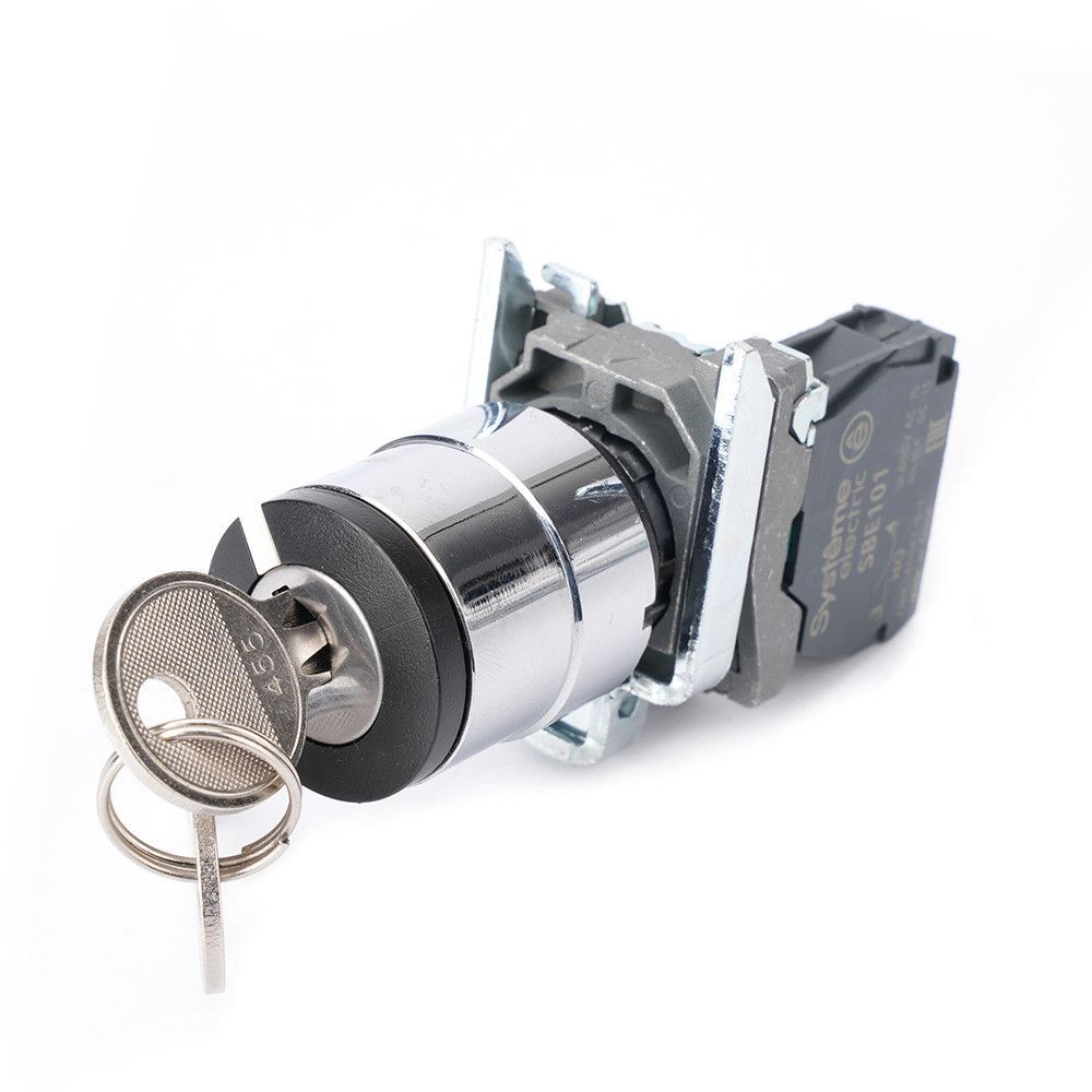 Переключатель SB4 в сборе модульный 22мм 2 позиции с фиксацией ключ 2пол 1НО фото