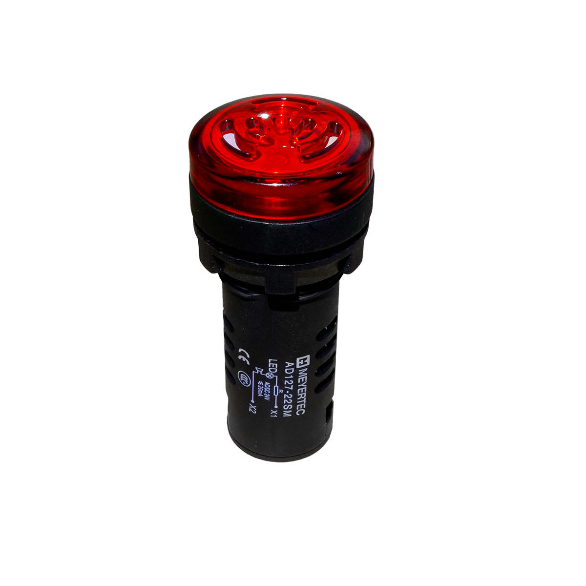 Зуммер с подсветкой, 80дБ, красный, 24V AС/DC, IP65, пластик Meyertec MT22-SM24E