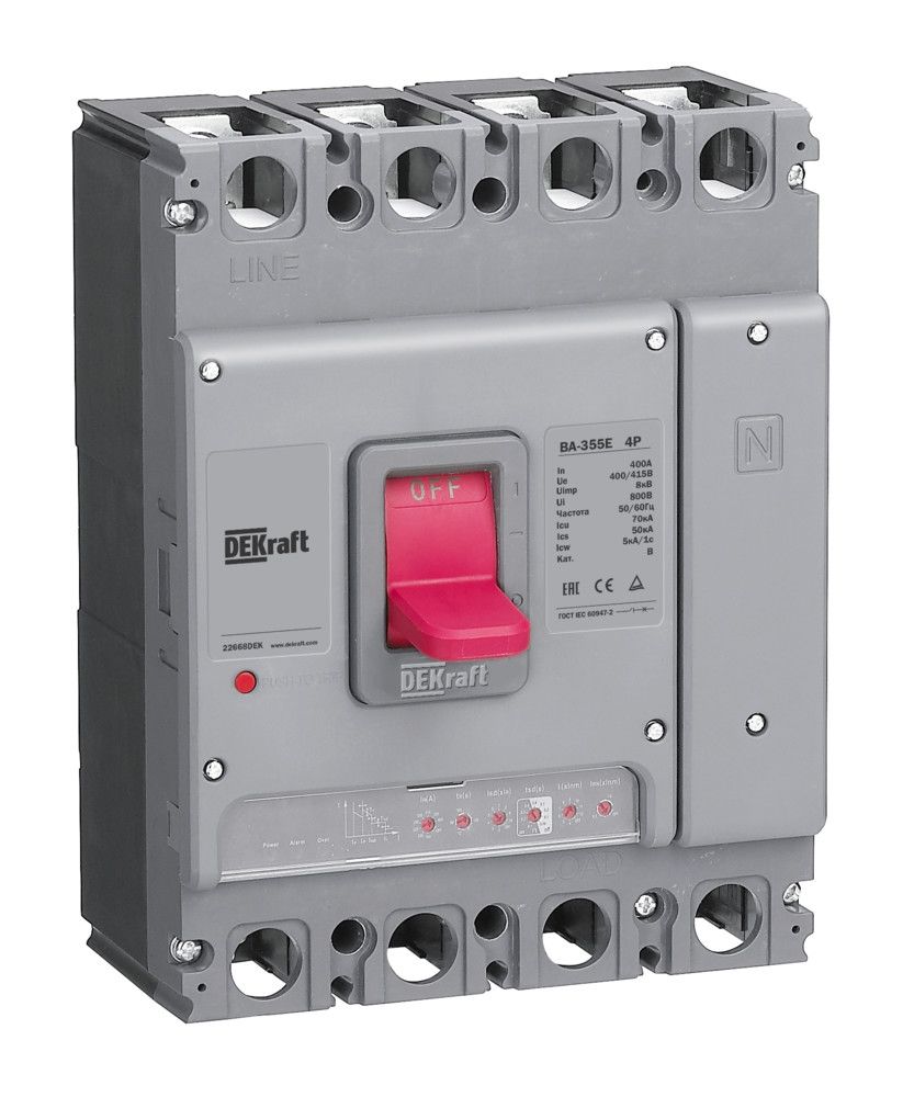 Силовой авт. выключатель с электрон. расц. 4P 630А 70кА ВА-355E фото