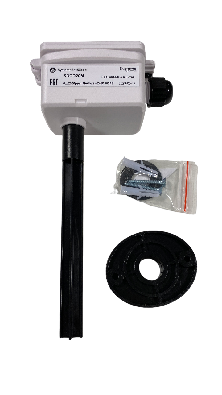 Датчик CO₂ канальный, RS485 Modbus 145мм ~15…24В/=15…24В фото