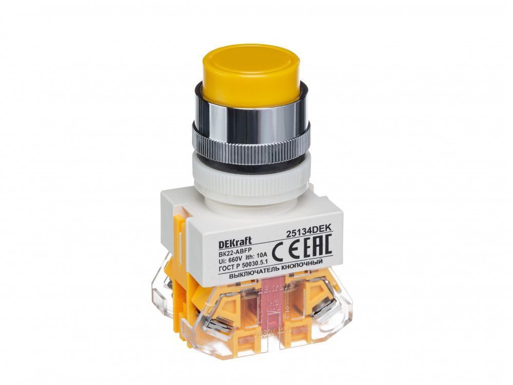 Выкл. кноп. с фикс. ABFP D22 жел. 220В ВK-22 фото