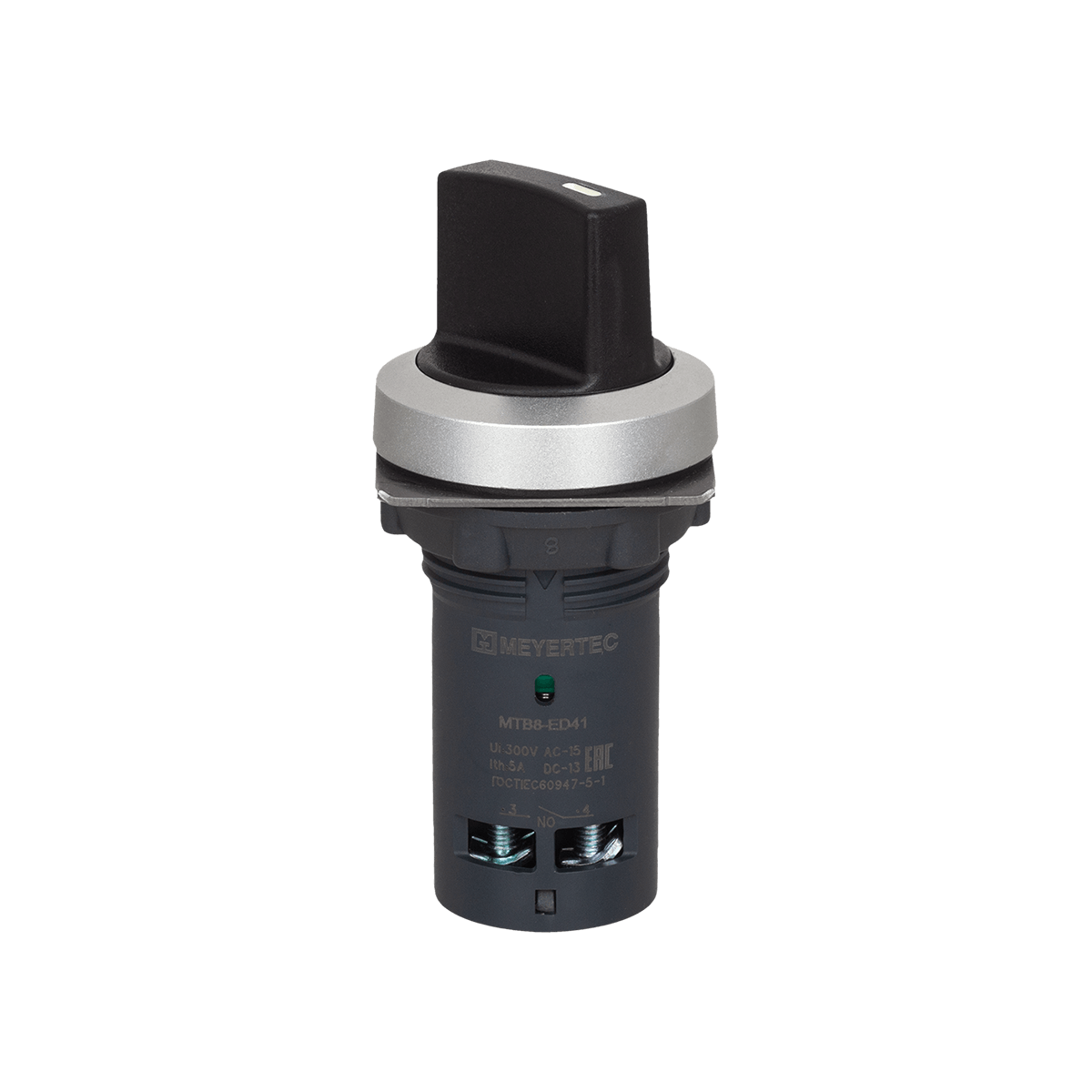 Переключатель на 2 положения, с возвратом, короткая ручка, 1NO, IP65, пластик Meyertec MTB8-ED41 фото