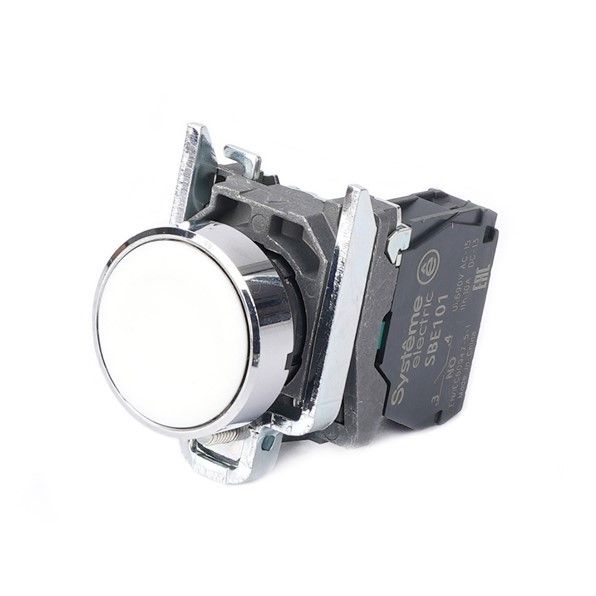 Кнопка SB4 в сборе модульная 22мм белая с возвратом металл 1НО фото