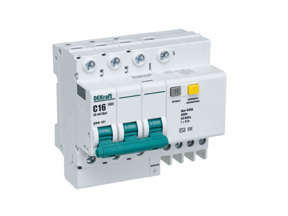 АВДТ 3P+N 16А 30мА тип AC х-ка C ДИФ-101 4,5кА фото
