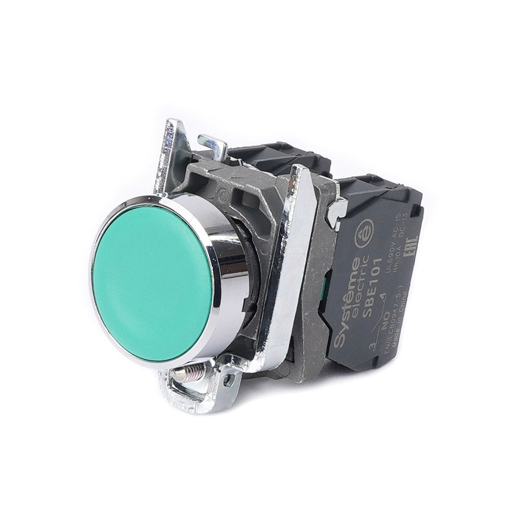 Кнопка SB4 в сборе модульная 22мм зеленая с возвратом металл 1НО+1НЗ фото
