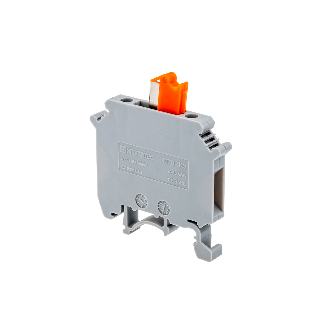 Клемма винтовая с ножевым размыкателем, 4мм², серая Meyertec MTU-4KS