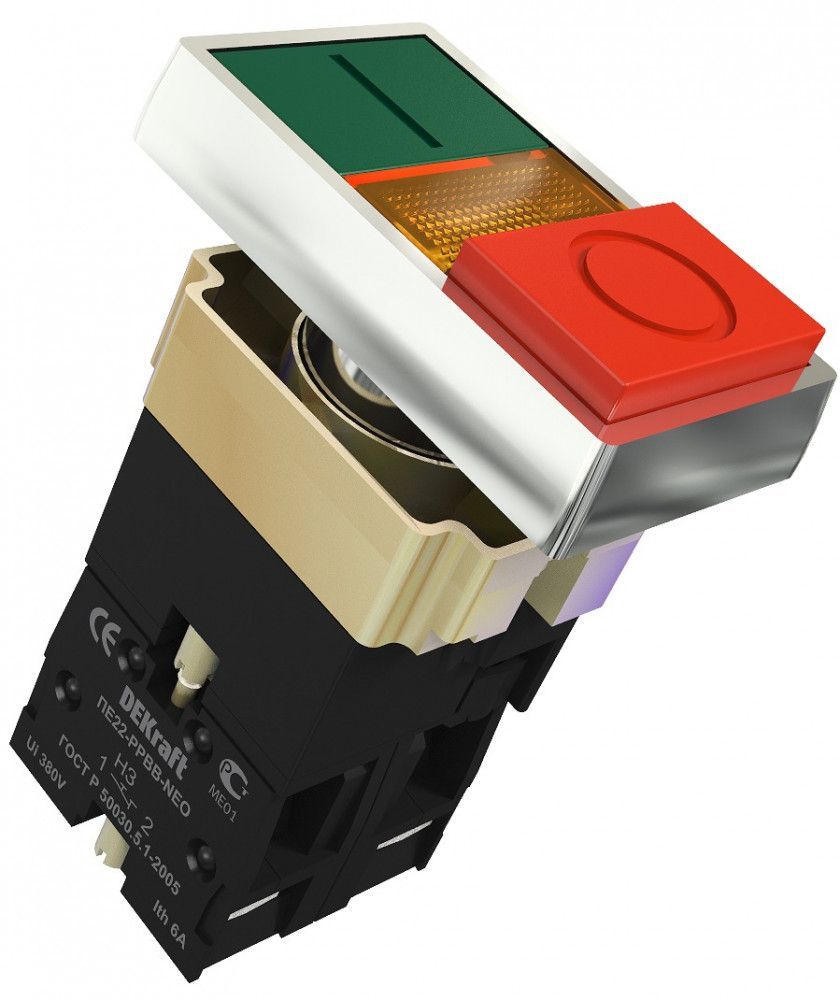 Перекл. I-O PPBB D22 ЗЕЛ-КР неон 220В ПЕ-22 фото