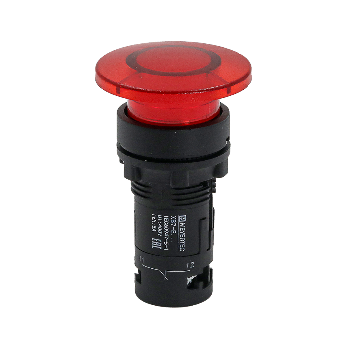 Кнопка грибовидная красная с подсветкой, Ø40 мм, 1NC, 24V AC/DC, IP54, пластик Meyertec MTB7-EW44621 фото