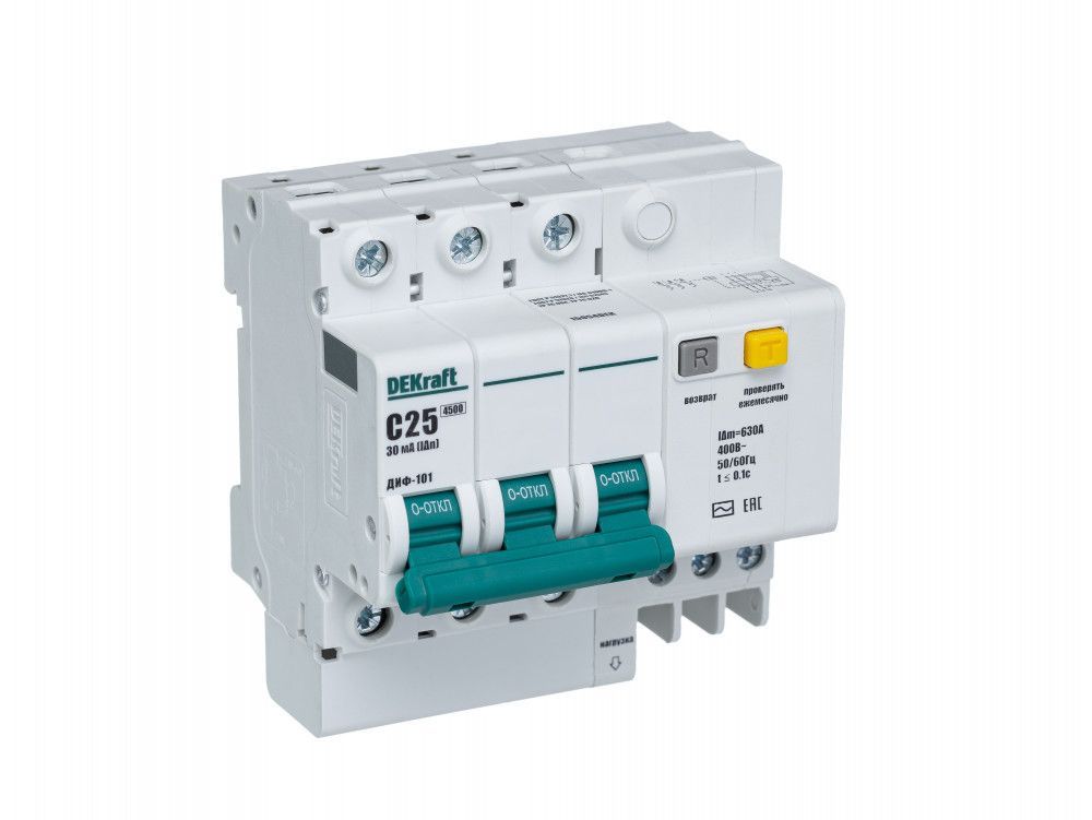 АВДТ 3Р 25А 30мА тип AC х-ка C ДИФ-101 4,5кА фото