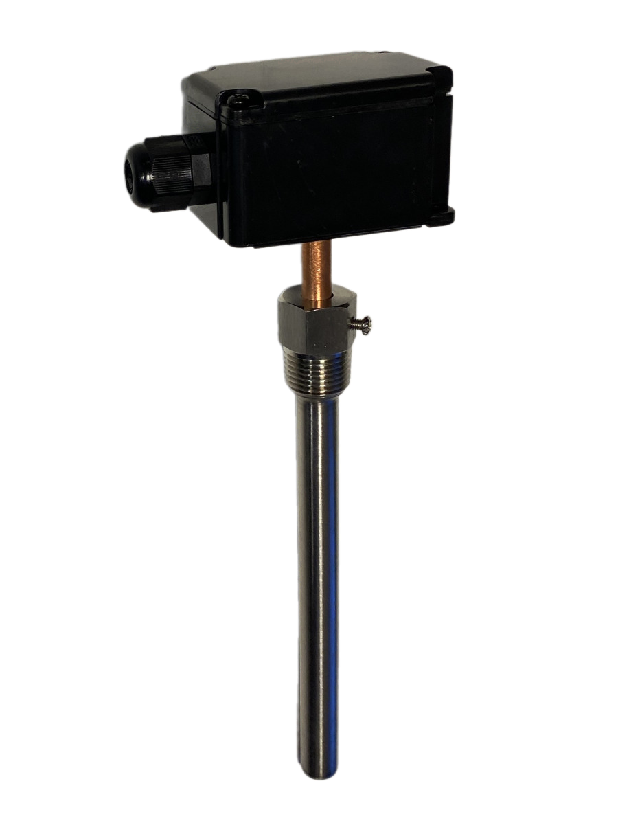 Датчик температуры погружной, -50…+150°С 0…10В 200мм =15…35В с гильзой 150мм IP65