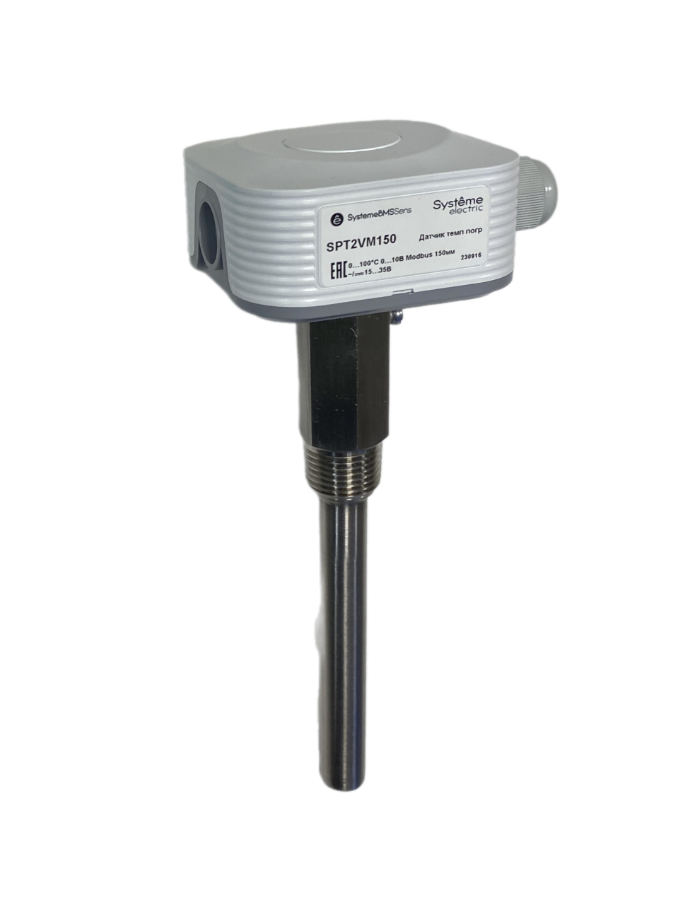 Датчик температуры погружной, 0…+100°С 0…10В RS485/Modbus 150мм ~24В±20%/=15…35В с гильзой 100мм фото