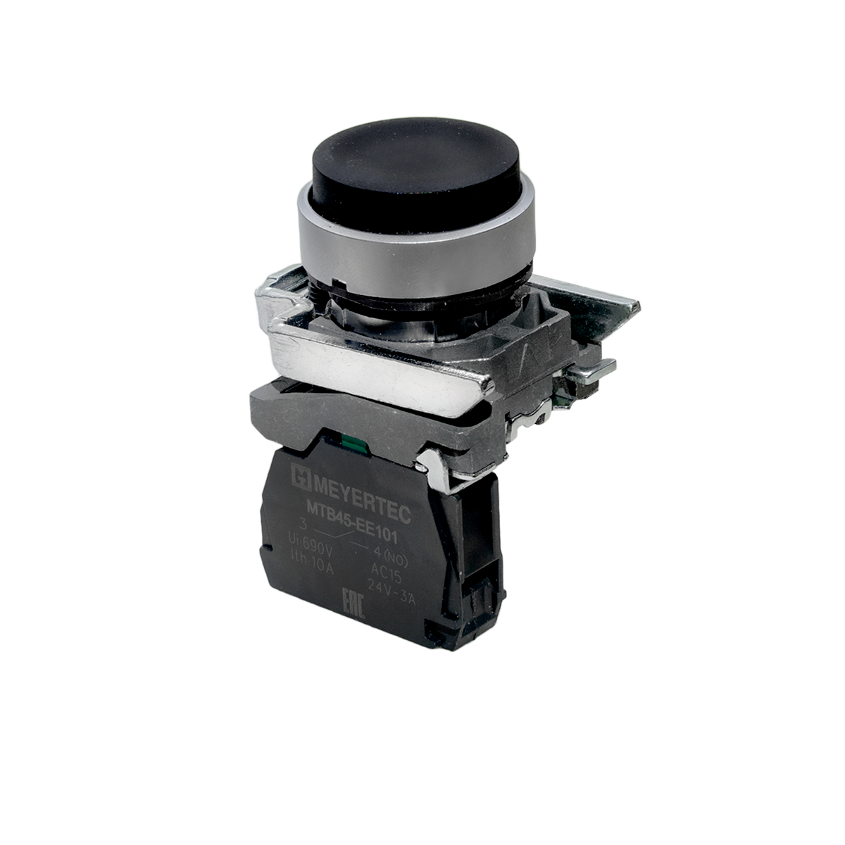 Кнопка выступающая черная, 1NO, IP65, металл Meyertec MTB4-BL21 фото