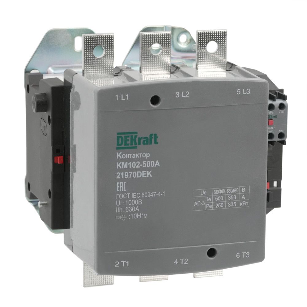 Контактор 500А 220В АС3 АС4 1НО+1НЗ КМ-102 фото