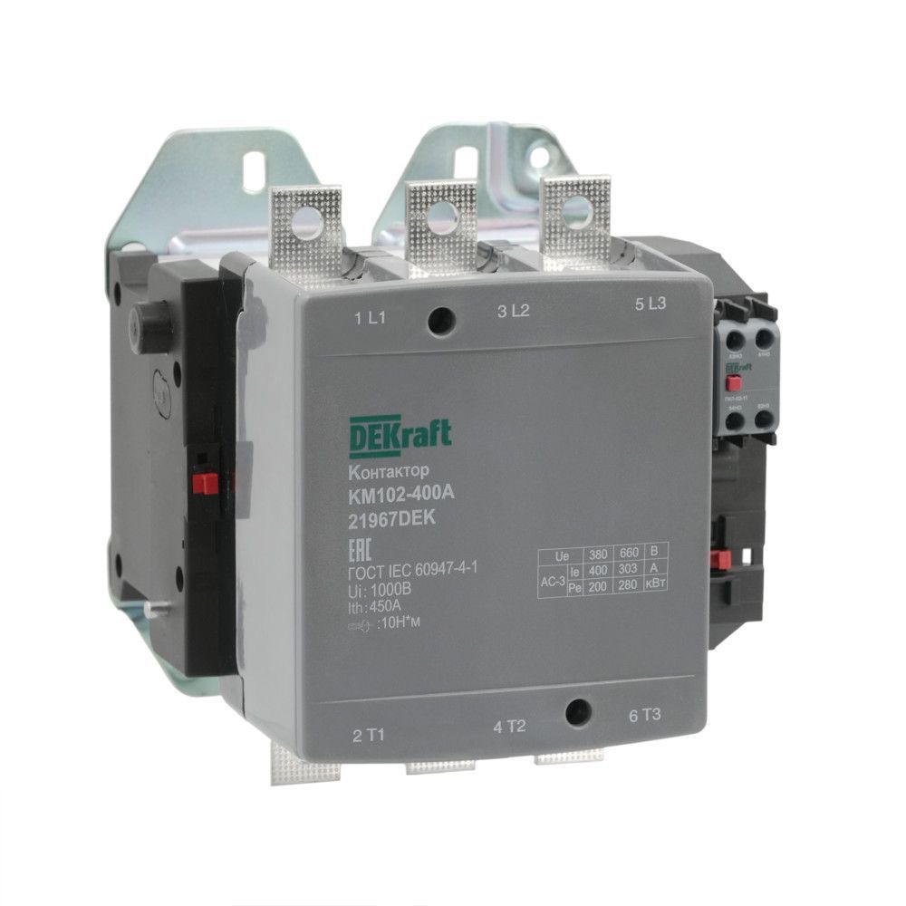 Контактор 400А 220В АС3 АС4 1НО+1НЗ КМ-102 фото