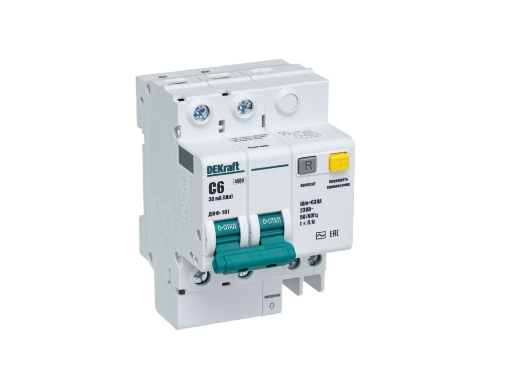 АВДТ 2Р 6А 30мА тип AC х-ка С ДИФ-101 4,5кА фото