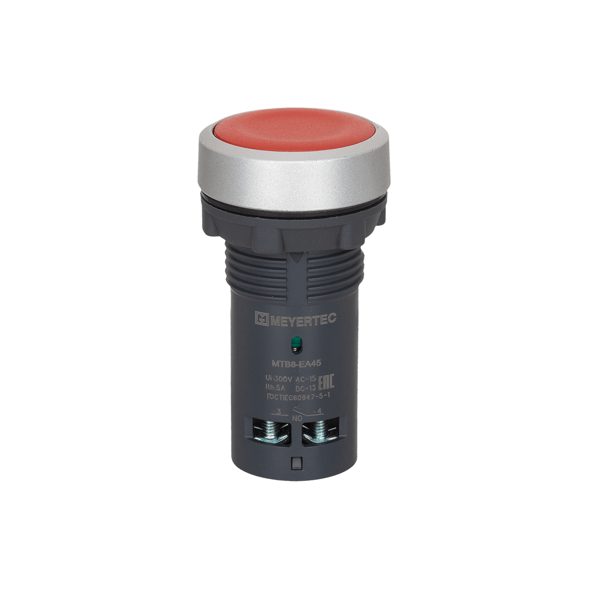 Кнопка плоская красная, 1NO+1NС, IP65, пластик Meyertec MTB8-EA45 фото