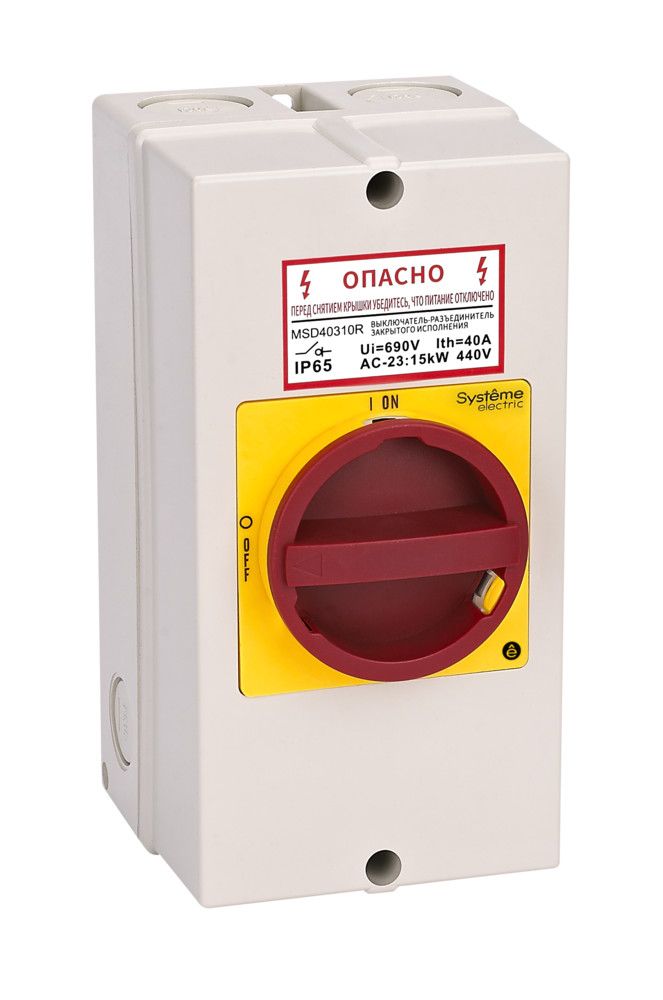 ГЛАВНЫЙ/АВАРИЙНЫЙ ВЫКЛЮЧАТЕЛЬ-РАЗЪЕДИНИТЕЛЬ 4P 63A ЗАКРЫТОГО ИСПОЛНЕНИЯ IP65 С ЗАМКОМ фото