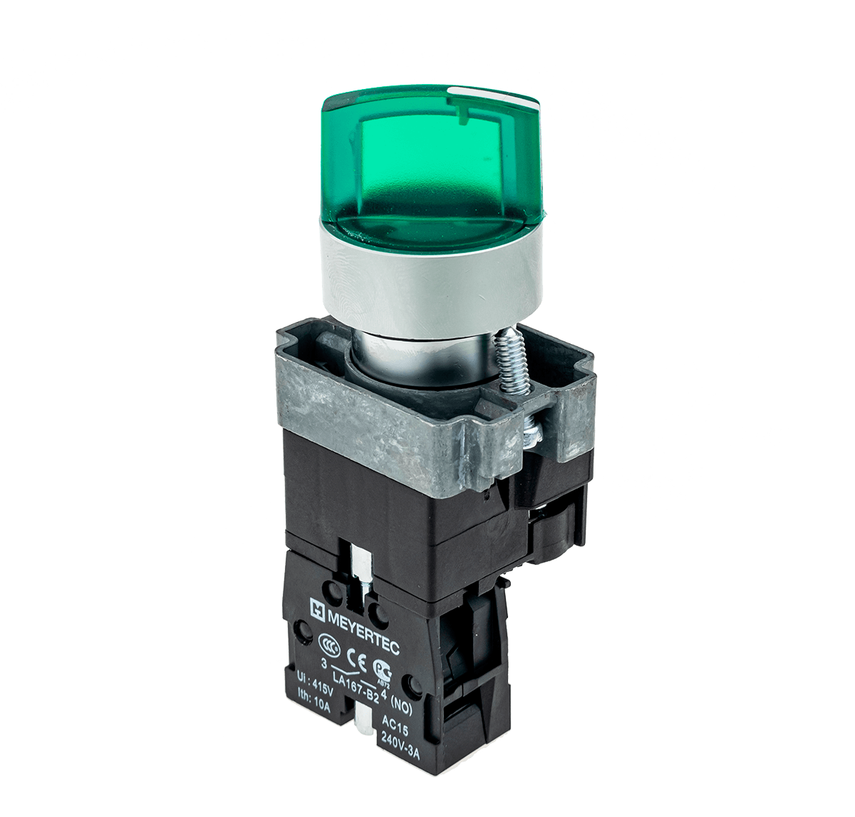 Переключатель с подсветкой, с фиксацией, 24V AC/DC, зеленый, 2 положения, 1NO Meyertec MTB2-BK2361 фото