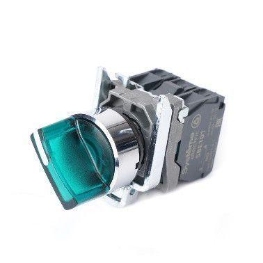 Пер-ль SB4 с подсвет в сборе 22мм 2поз зел с фикс металл 230ВАС 1НО+1НЗ фото