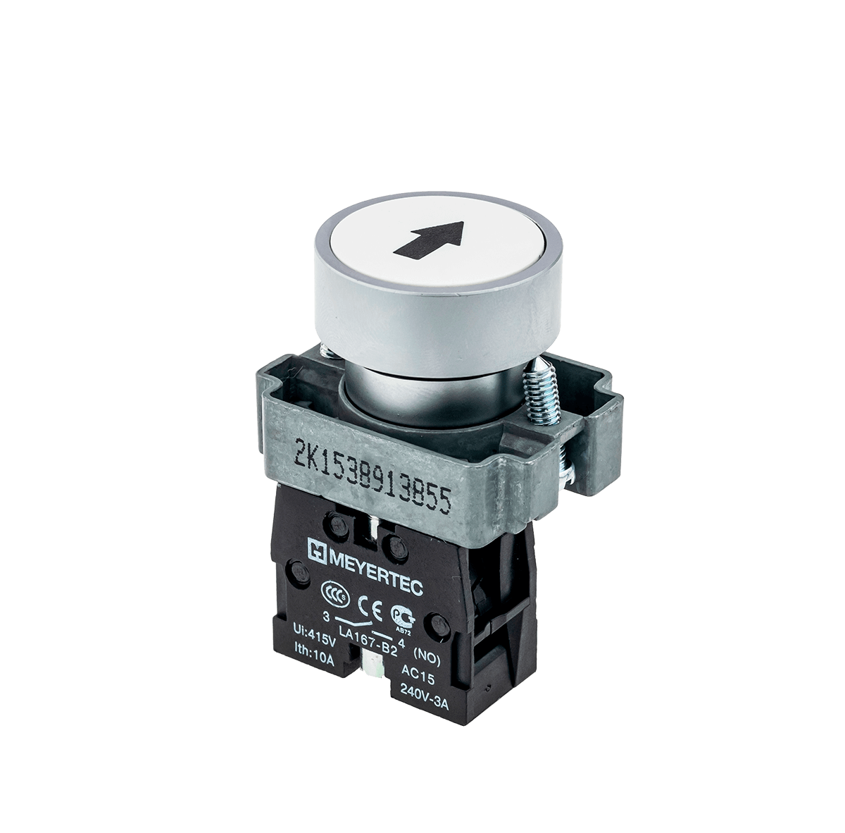 Кнопка плоская "стрелка вверх", 1NO, металл Meyertec MTB2-BAZ11334