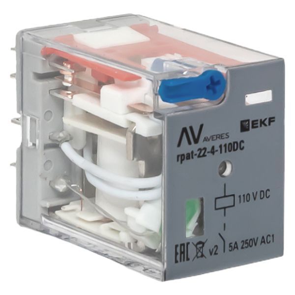Реле промежуточное с кнопкой и мех. Индикацией RPAt 22/4 5A 110В DC EKF AVERES фото
