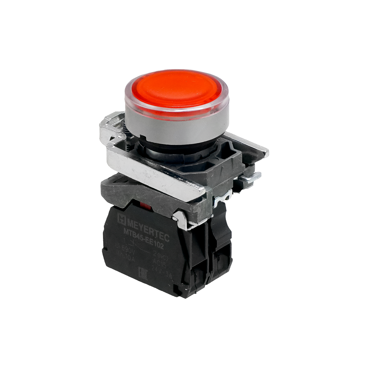 Кнопка красная с подсветкой, 1NС, 220V AC/DC, IP65, металл Meyertec MTB4-BW34723