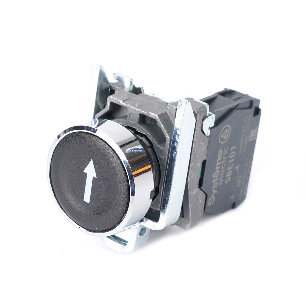 Кнопка SB4 в сборе модульная 22мм черная металл 1НО с марк "стрелка вниз" фото