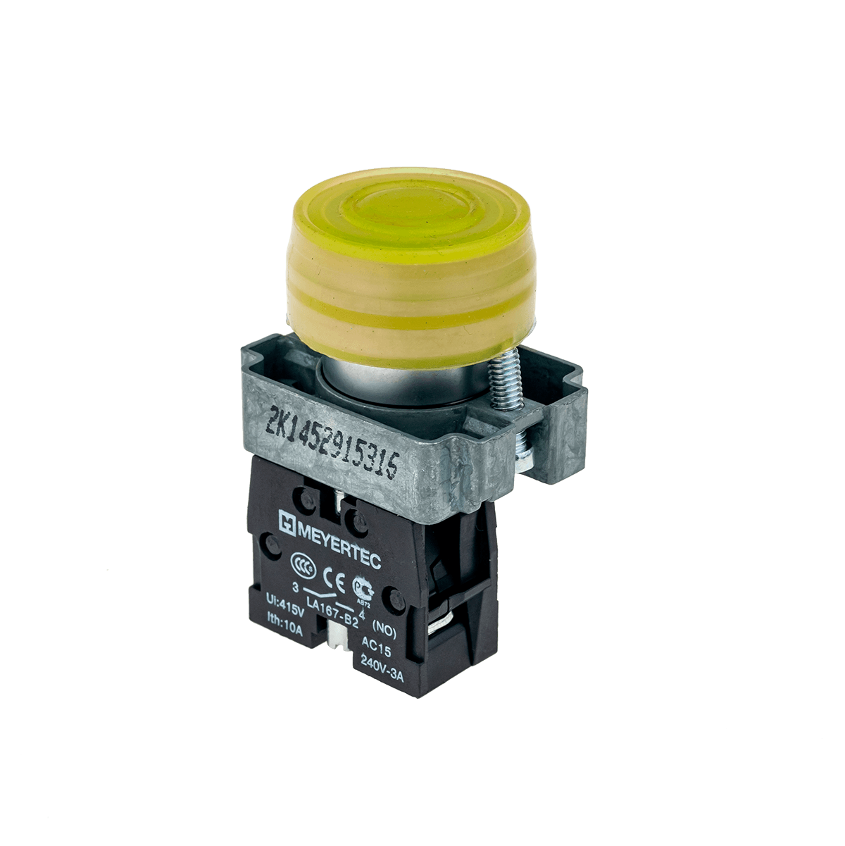 Кнопка в кожухе, желтая 1NO Meyertec MTB2-BPZ115