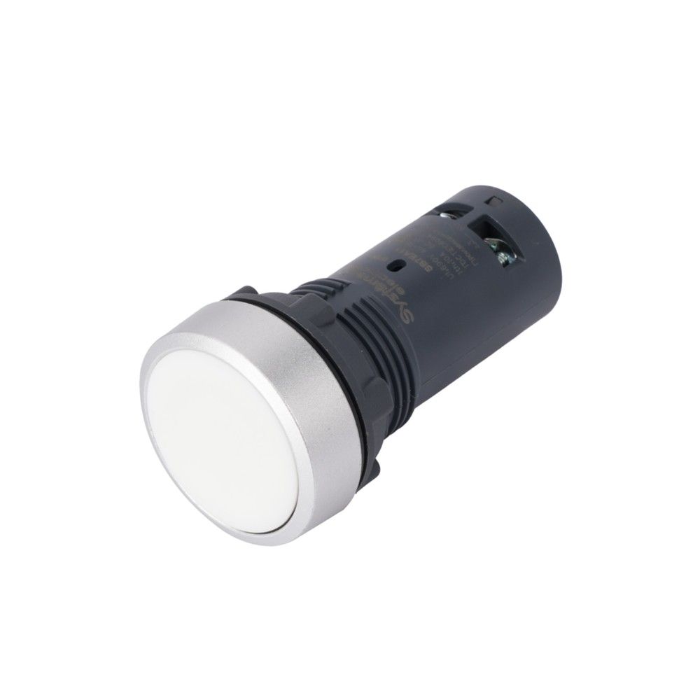 Кнопка SB7 моноблочная 22мм белая с возвратом, металл, 1НО, IP65 фото