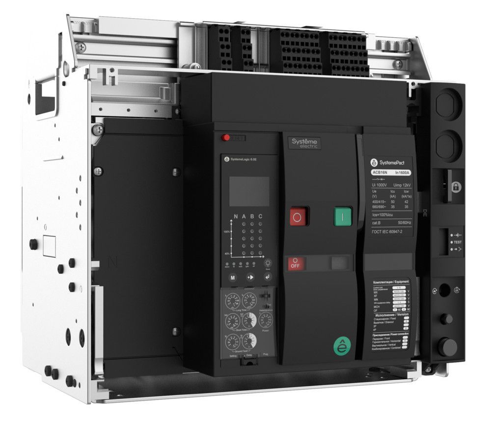 ВОЗДУШНЫЙ АВТ.ВЫКЛ.SYSTEMEPACT ACB16N 1000A 4P 6.0H ВЫК,ГП MCH+MX+XF AC230V+TT SGR